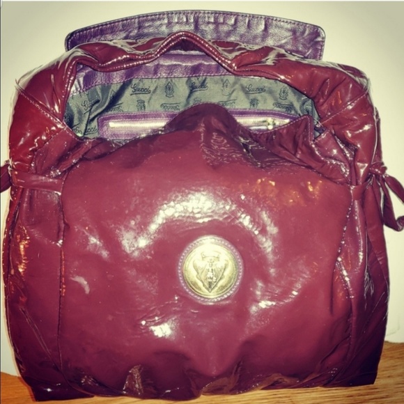 Gucci Handbags - GUCCI Hysteria Burgundy Purple Patent Leather Bag